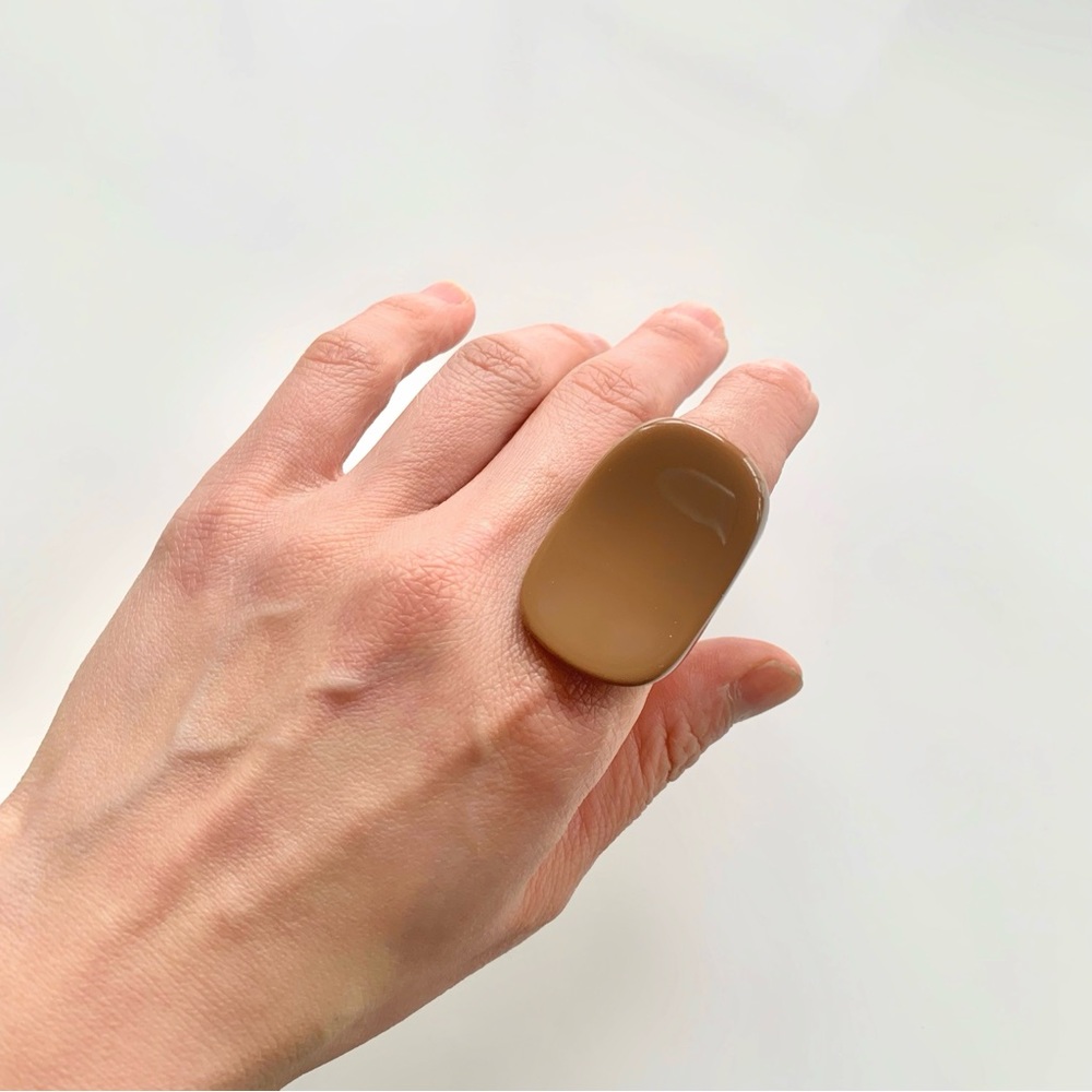 Acrylic Modern Statement Ring- Tan Size 7